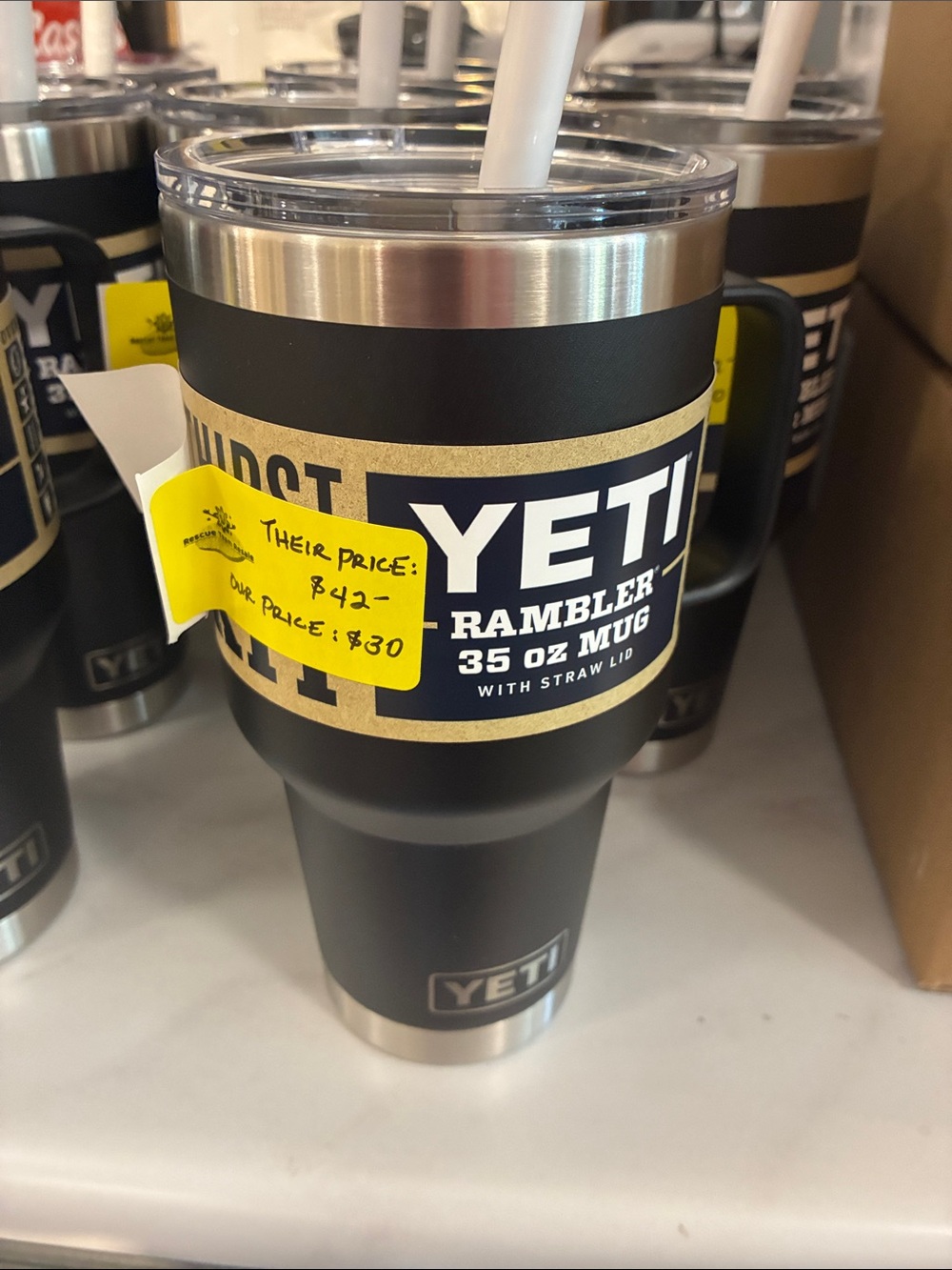 Yeti Rambler 35 oz Mug in Black with Straw Lid